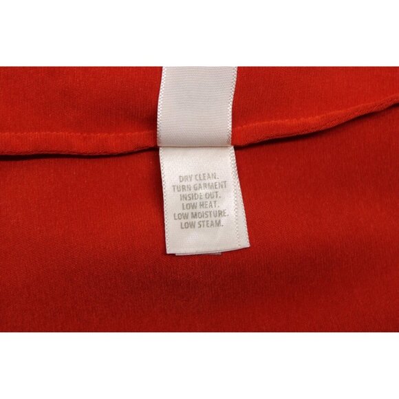 St. John Women's Short Sleeve Round Neck Silk Blouse Side Zip Orange Red Sz L - Picture 11 of 12